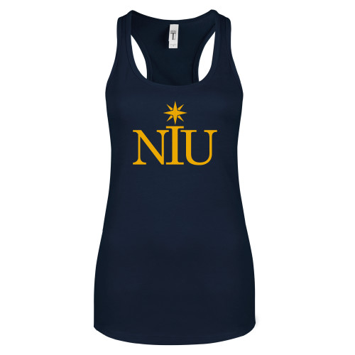  Next Level Womens Navy Racerback Tank  - NIU Icon