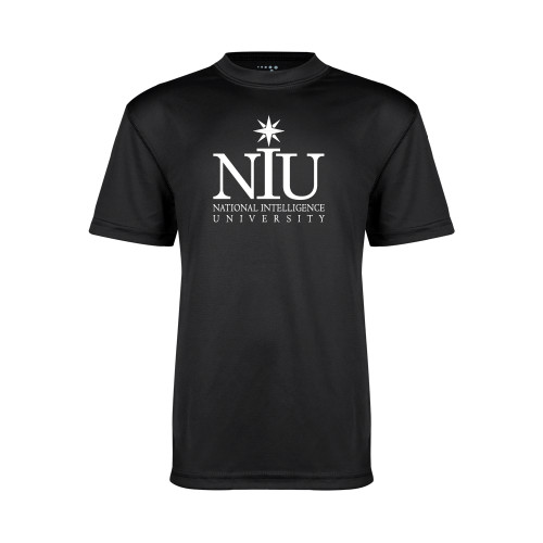  Youth Performance Black Tee - NIU Logo Vertical