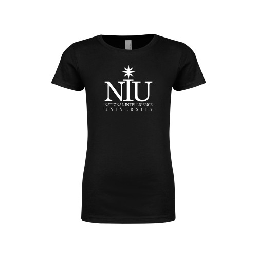  Next Level Girls Black Fashion Fit T Shirt - NIU Logo Vertical