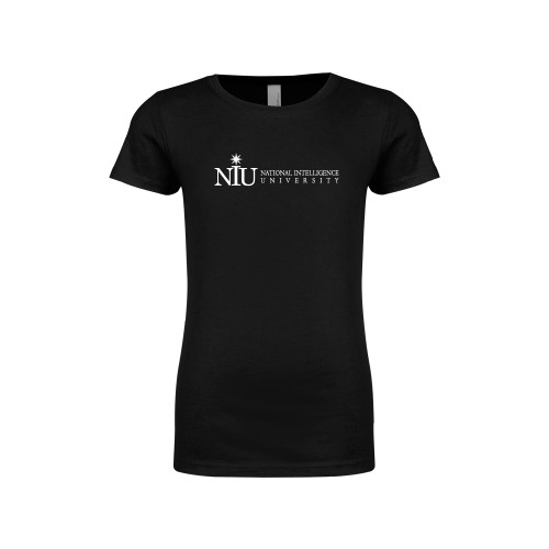  Next Level Girls Black Fashion Fit T Shirt - NIU Logo Horizontal