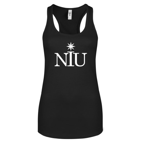  Next Level Womens Black Racerback Tank  - NIU Icon
