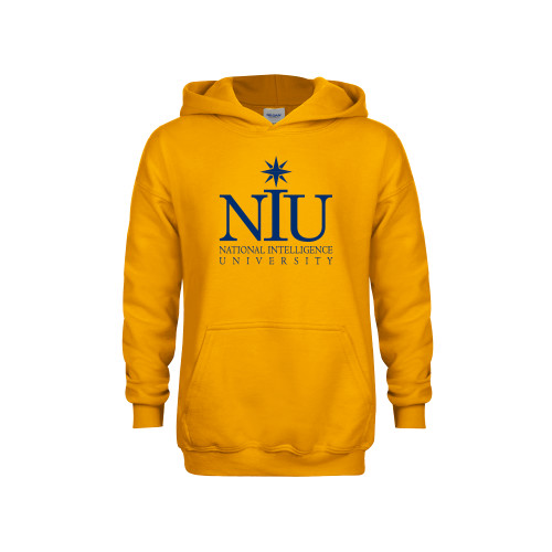  Youth Gold Fleece Hoodie - NIU Logo Vertical