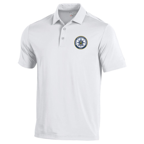  Under Armour White T2 Performance Polo - NIU Seal