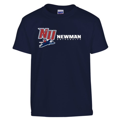  Youth Navy T Shirt - NU Jet and Newman Hybrid Mark Horizontal