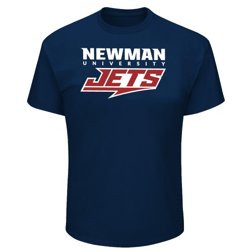  Tall Navy T Shirt - Newman Wordmark and Jets Wordmark Hybrid