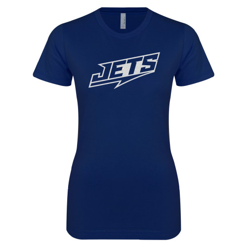  Next Level Womens Navy Boyfriend Tee - C White Soft Glitter