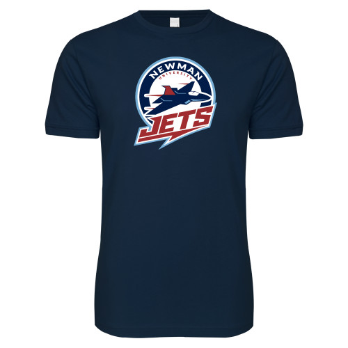  Next Level Navy SoftStyle T Shirt - Newman University Jets Full Primary Mark