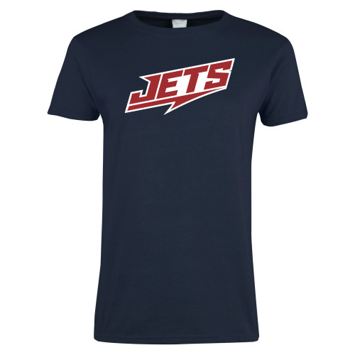  Womens Short Sleeve Navy Tee - Jets Wordmark Slanted