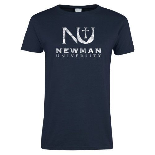  Womens Short Sleeve Navy Tee - NU Distressed