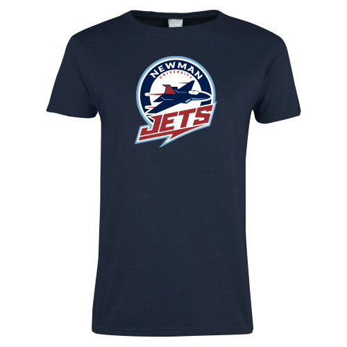  Womens Short Sleeve Navy Tee - Newman University Jets Full Primary Mark