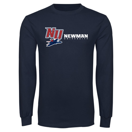  Navy Long Sleeve T-Shirt - NU Jet and Newman Hybrid Mark Horizontal