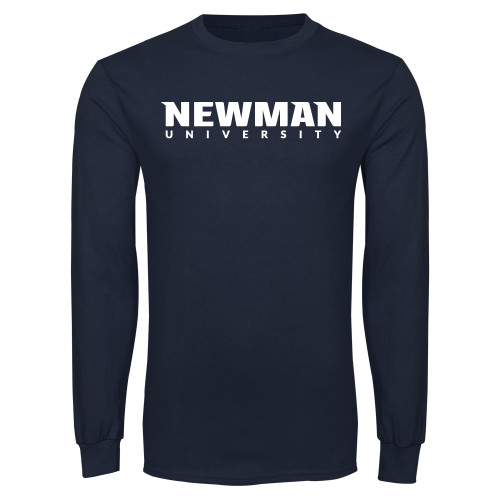  Navy Long Sleeve T-Shirt - Newman University Wordmark