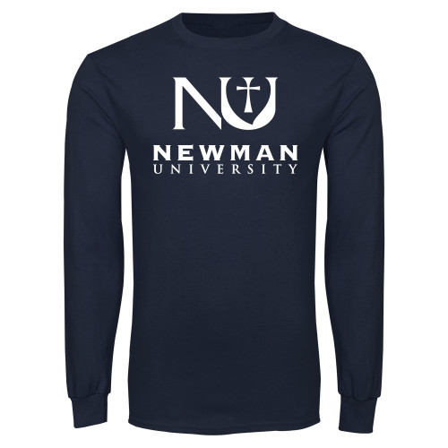  Navy Long Sleeve T-Shirt - Newman University Stacked