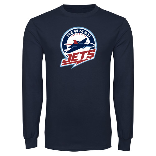  Navy Long Sleeve T-Shirt - Newman University Jets Full Primary Mark