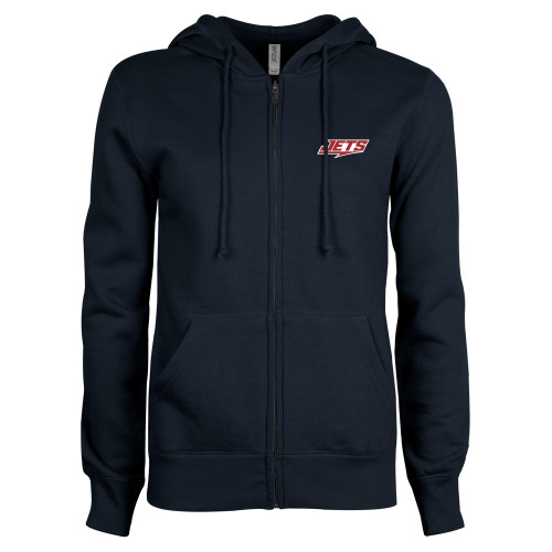  ENZA Womens Navy Fleece Full Zip Hoodie - Jets Wordmark