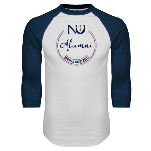  White/Navy Raglan Baseball T Shirt - NU Alumni
