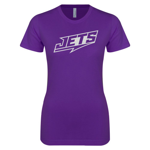  Next Level Womens Purple Boyfriend Tee - C White Soft Glitter