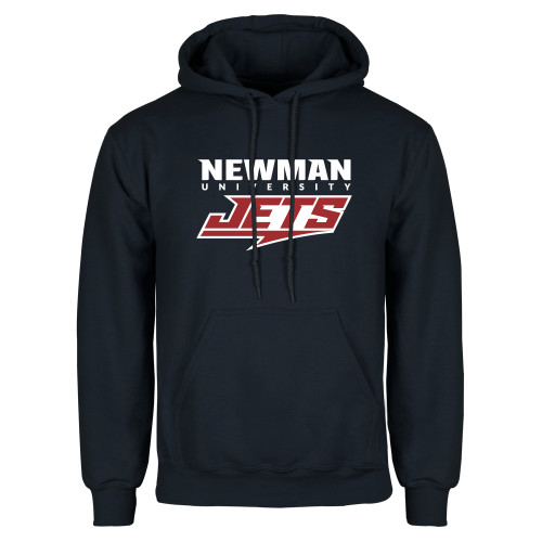  Navy Fleece Hoodie - Newman Wordmark and Jets Wordmark Hybrid