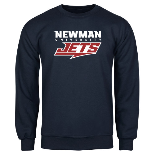  Navy Fleece Crew - Newman Wordmark and Jets Wordmark Hybrid