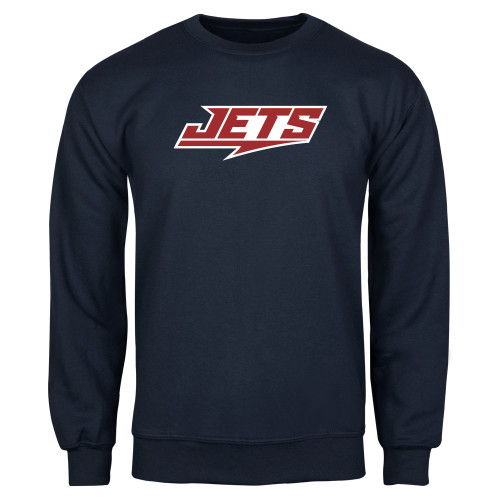  Navy Fleece Crew - Jets Wordmark