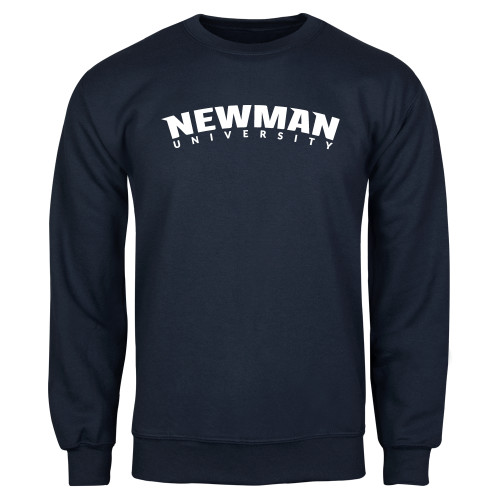  Navy Fleece Crew - Newman University Wordmark Arched