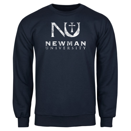  Navy Fleece Crew - NU Distressed
