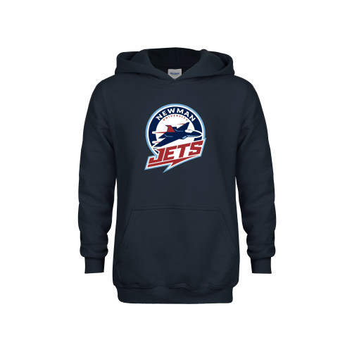  Youth Navy Fleece Hoodie - Newman University Jets Full Primary Mark