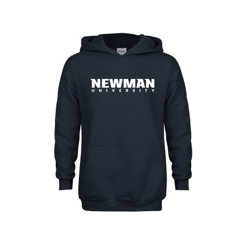  Youth Navy Fleece Hoodie - Newman University Wordmark