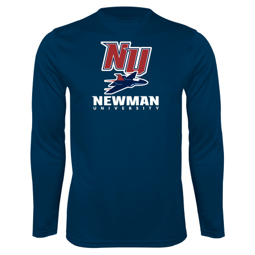  Navy Performance Long Sleeve Shirt - NU Jet and Newman Hybrid Mark Vertical