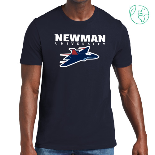  Allmade Navy Organic Cotton Tee - Newman Wordmark and Jet Icon Logo Hybrid