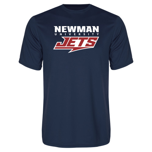  Navy Performance Tee - Newman Wordmark and Jets Wordmark Hybrid