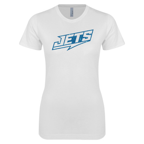  Next Level Womens White Boyfriend Tee - G Turquoise Glitter