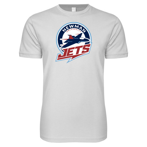  Next Level White SoftStyle T Shirt - Newman University Jets Full Primary Mark