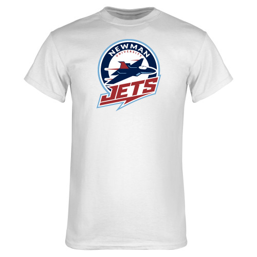  White T Shirt - Newman University Jets Full Primary Mark