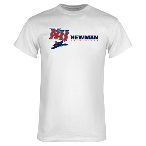  White T Shirt - NU Jet and Newman Hybrid Mark Horizontal