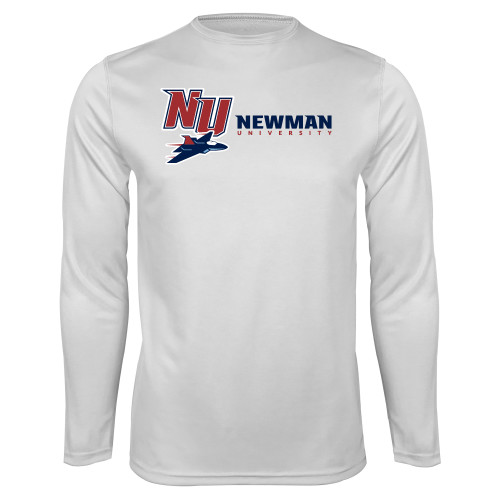  White Performance Long Sleeve Shirt - NU Jet and Newman Hybrid Mark Horizontal