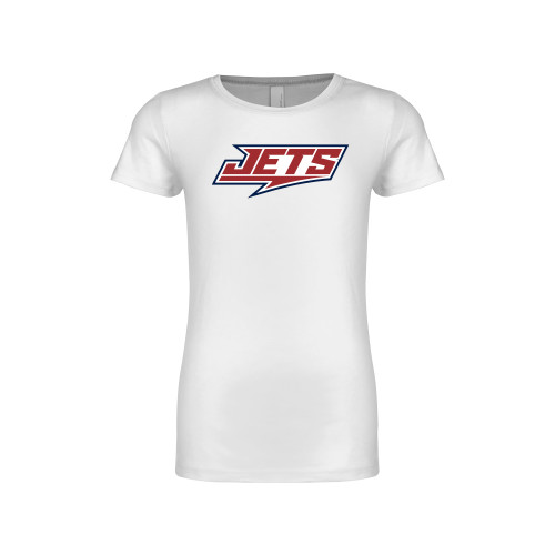  Next Level Girls White Fashion Fit T Shirt - Jets Wordmark