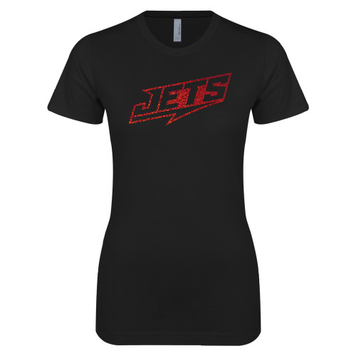  Next Level Womens Black Boyfriend Tee - H - Red Holographic