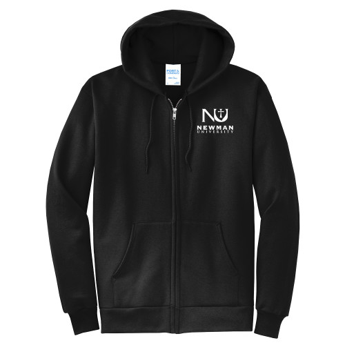  Extended Black Fleece Full Zip Hoodie - Newman University Stacked