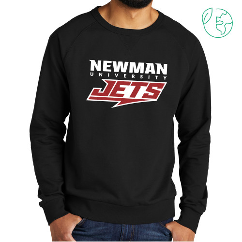  Allmade Black Organic French Terry Crewneck Sweatshirt - Newman Wordmark and Jets Wordmark Hybrid