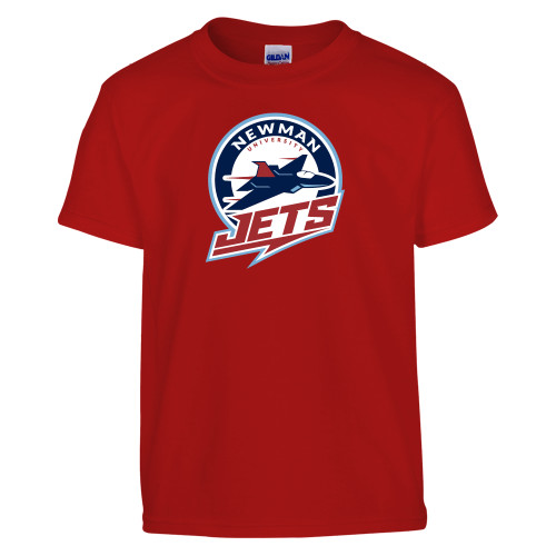  Youth Red T Shirt - Newman University Jets Full Primary Mark