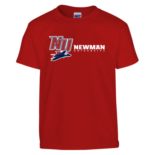  Youth Red T Shirt - NU Jet and Newman Hybrid Mark Horizontal