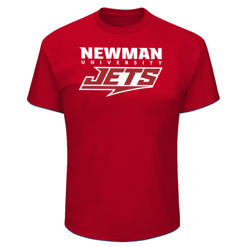  Tall Red T Shirt - Newman Wordmark and Jets Wordmark Hybrid