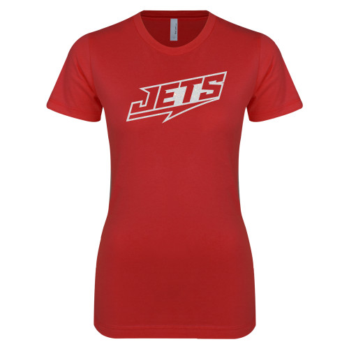  Next Level Womens Red Boyfriend Tee - C White Soft Glitter