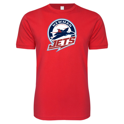  Next Level Red Softstyle T Shirt - Newman University Jets Full Primary Mark