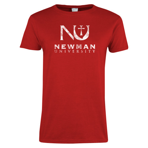  Womens Short Sleeve Red Tee - NU Distressed