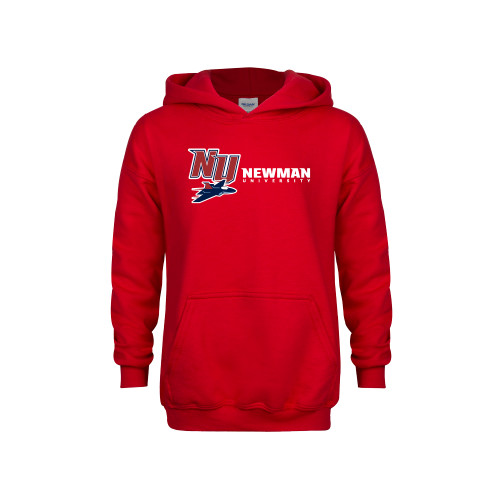  Youth Red Fleece Hoodie - NU Jet and Newman Hybrid Mark Horizontal