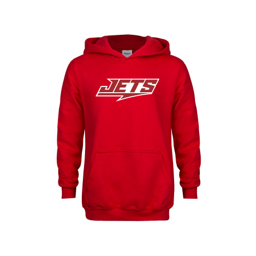  Youth Red Fleece Hoodie - Jets Wordmark
