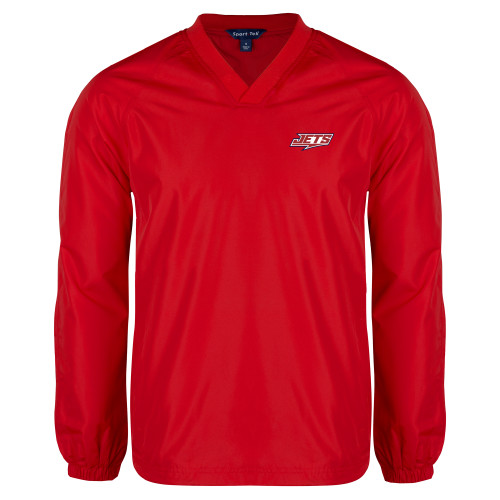 Red V Neck Raglan Windshirt - Jets Wordmark