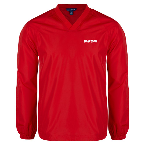  Red V Neck Raglan Windshirt - Newman University Wordmark